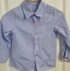 Source Unknown White and Blue Striped Kids Button Down Shirt
